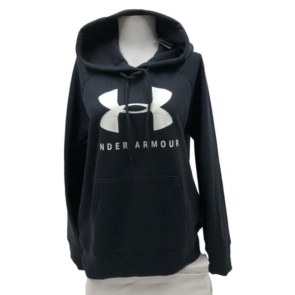 UNDER ARMOUR WOMEN'S RIVAL FLEECE LOGO PULL OVER HOODIE LG NEW WITH‎ TAG - Picture 1 of 11